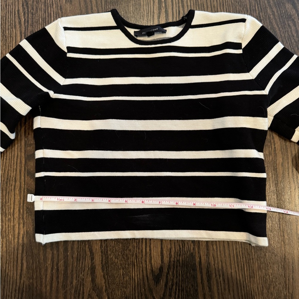 Olivaceous Black and White Striped Crop Top